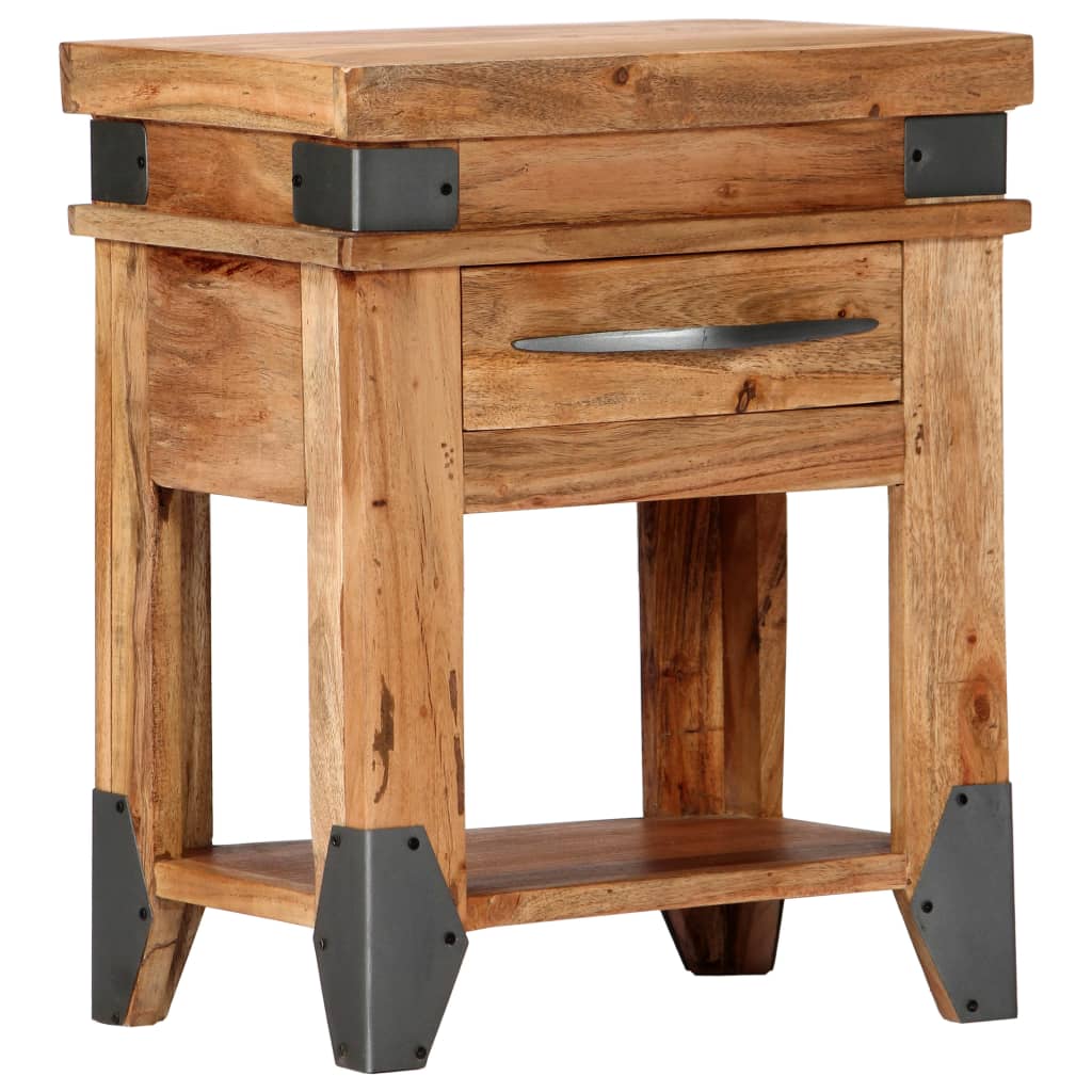 Bedside Cabinet Natural Wood Solid Acacia wood