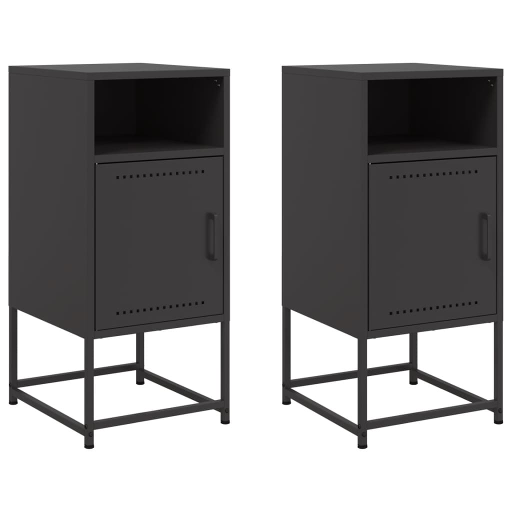 Bedside Cabinet Set of 2 Black Steel Standard Bedside Cabinet