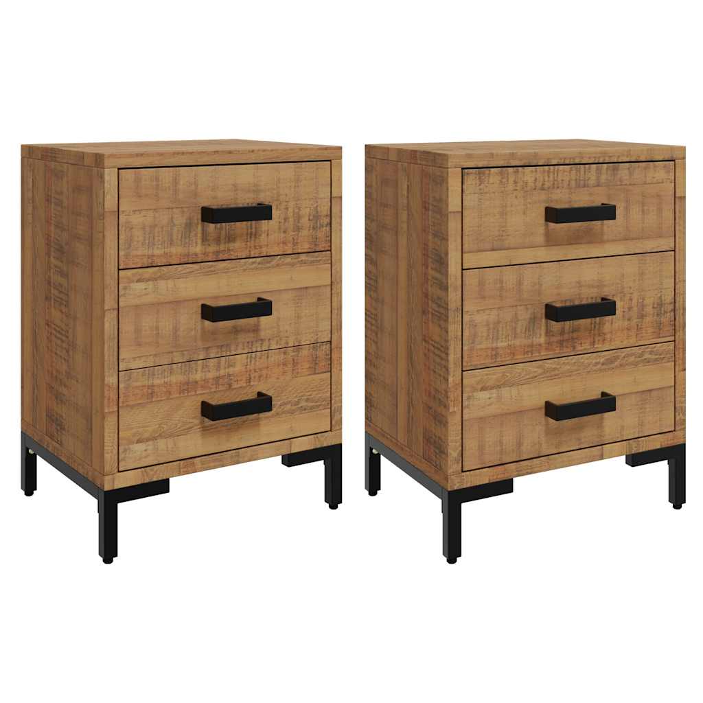Bedside Cabinet Set of 2 Brown