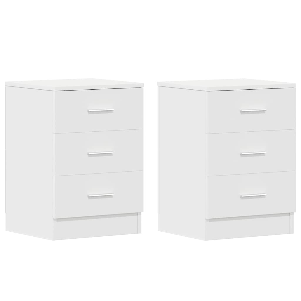 Bedside Cabinet Set of 2 White Engineered wood Bedside Cabinet