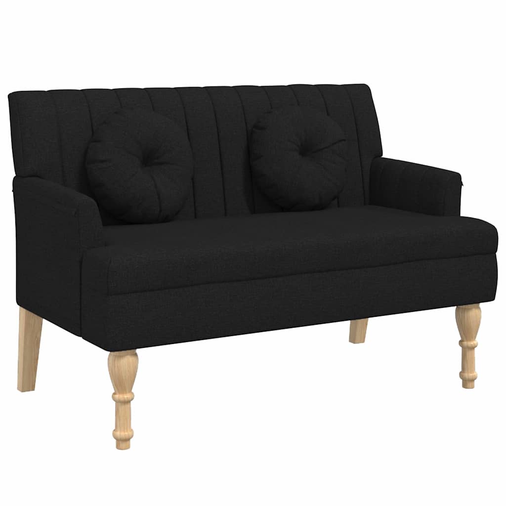 Bench Black Fabric (100% polyester), plywood, solid rubber wood