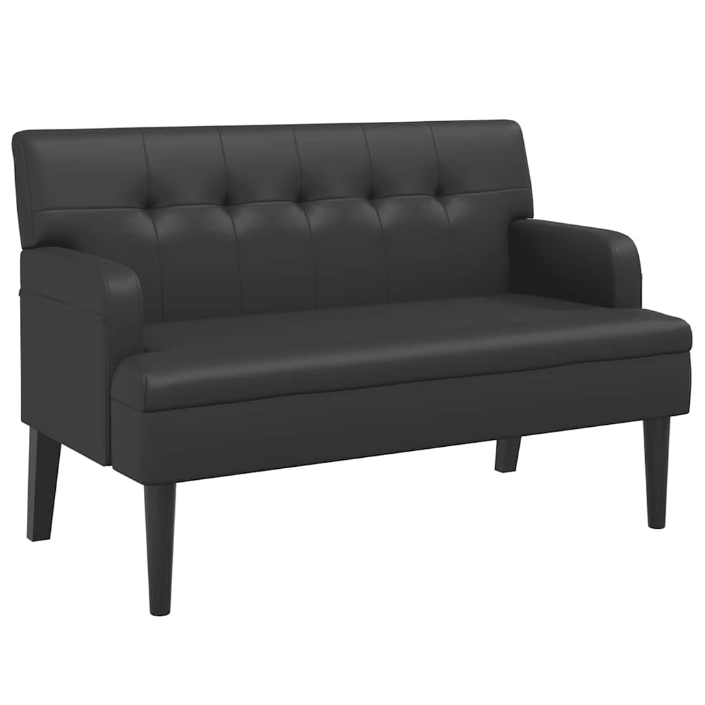 Bench Black Faux leather, plywood, solid rubber wood 44.1 in