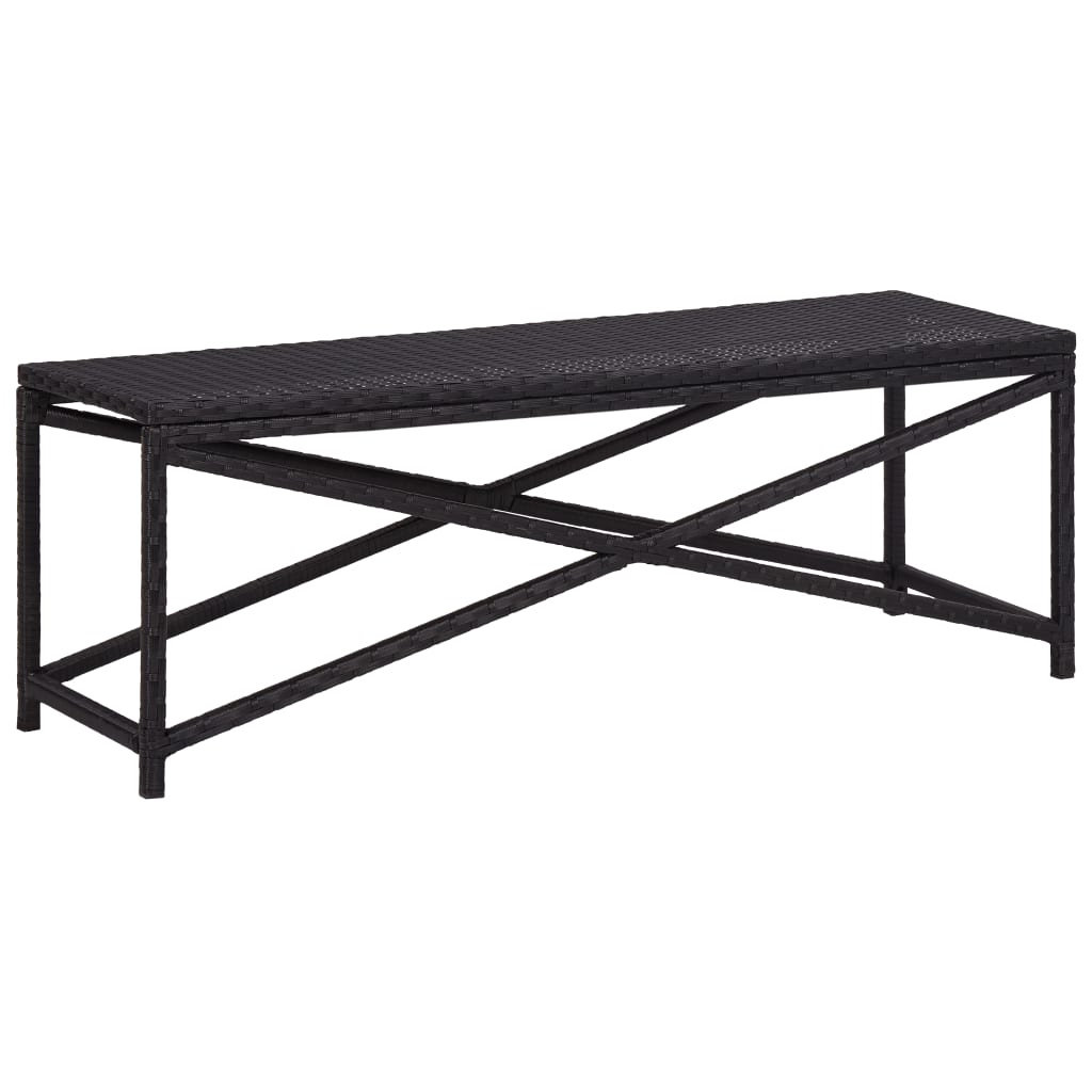 Bench Black Poly Rattan, Powder-Coated Steel 47.2 in Durable