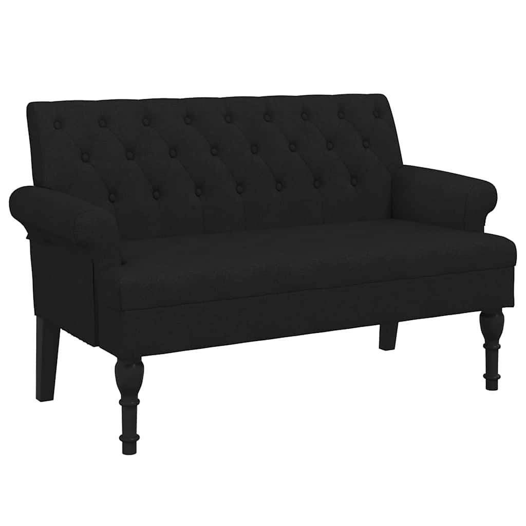 Bench Black Polyester, Plywood, Solid Rubber Wood Medium Bench