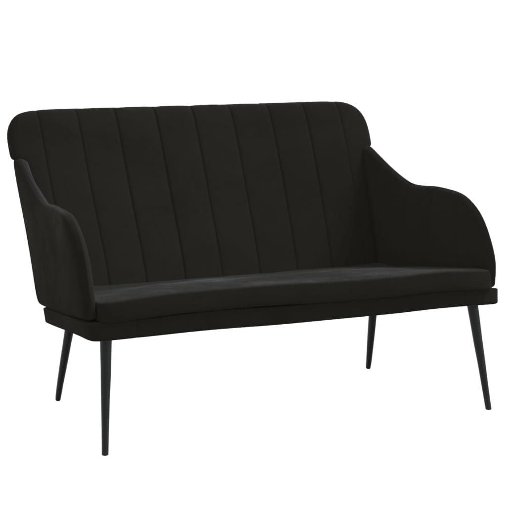Bench Black Velvet (100% polyester), metal, plywood Two Seater