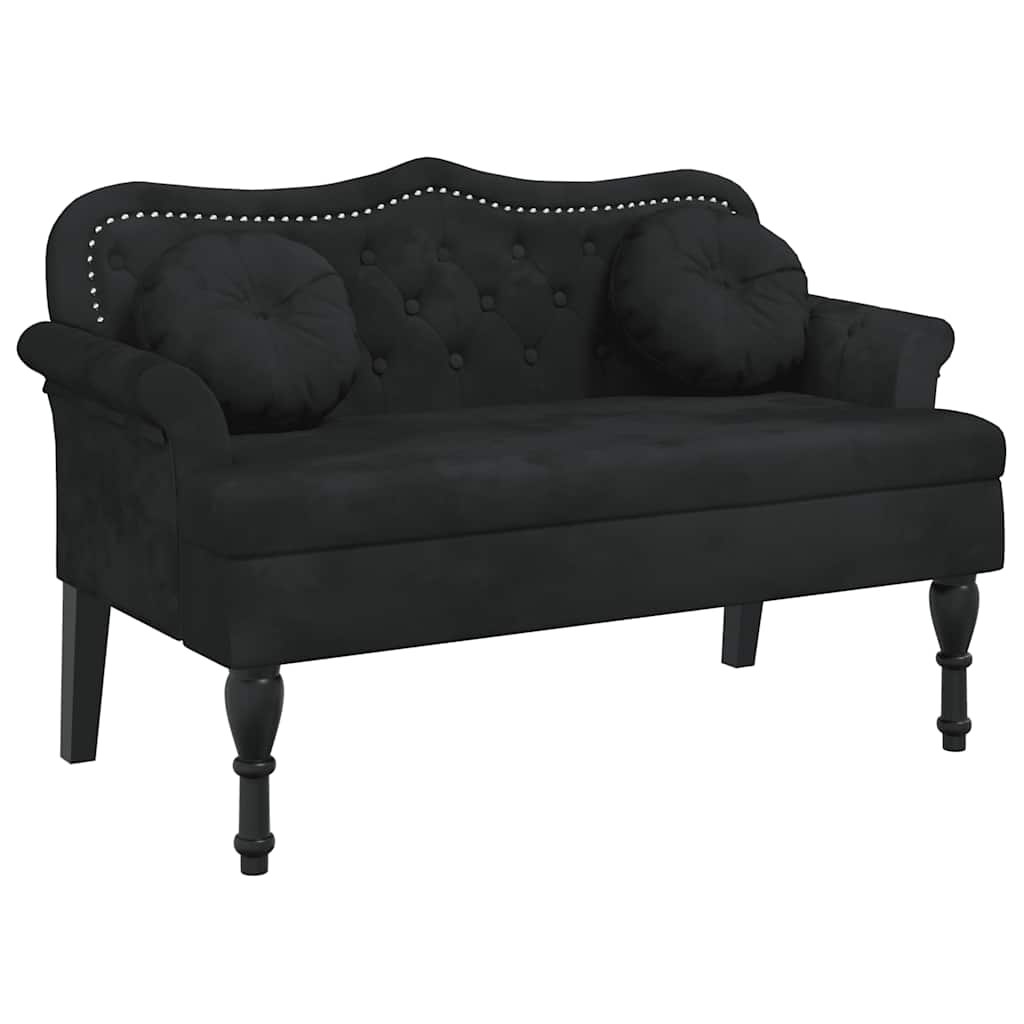 Bench Black Velvet (100% polyester), plywood, solid rubber wood