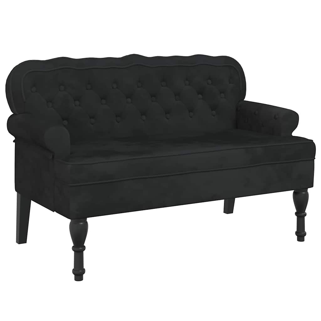 Bench Black Velvet, Plywood, Solid Rubber Wood Decorative Inlays