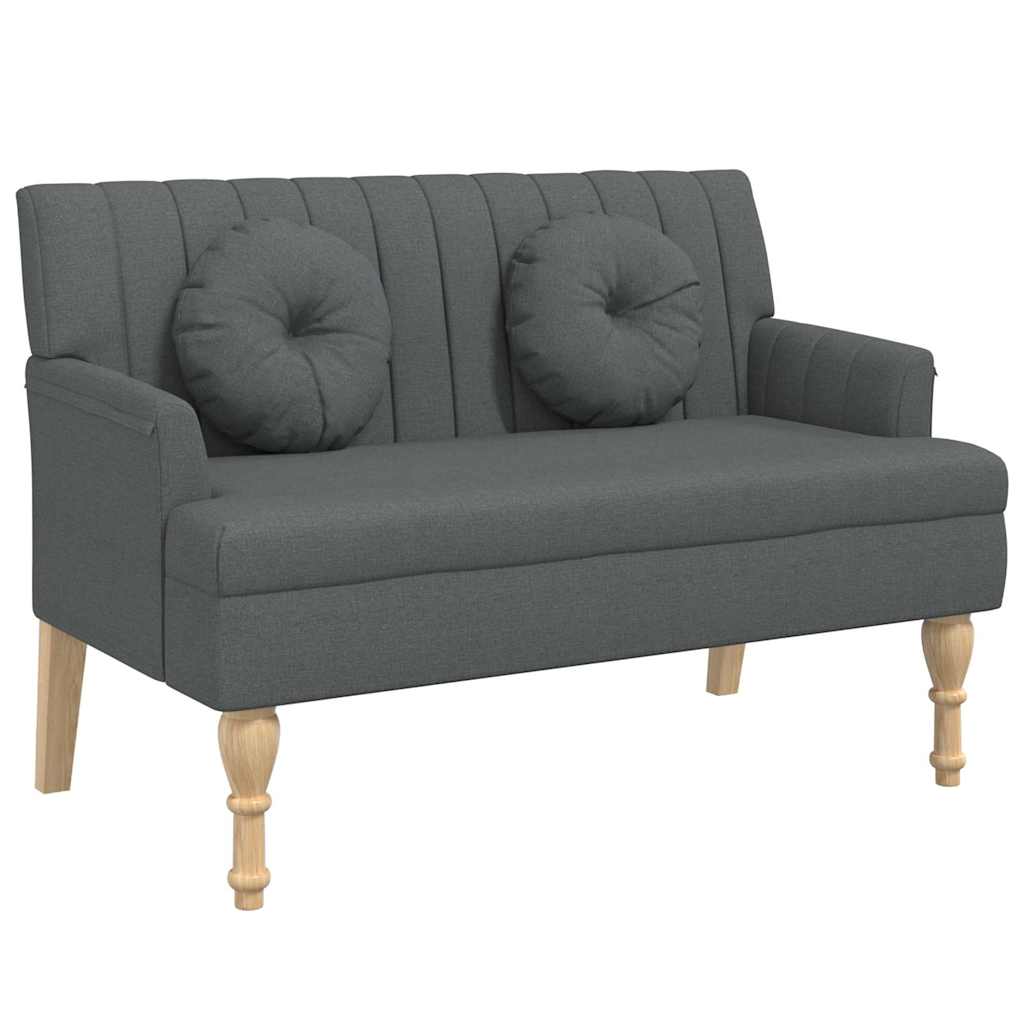 Bench Dark Gray Fabric (100% polyester), plywood, solid rubber wood