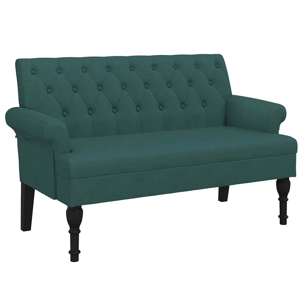 Bench Dark Green Fabric (100% polyester), plywood, solid rubberwood