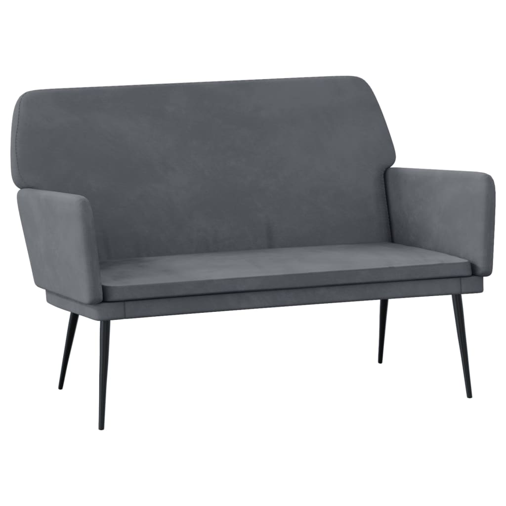 Bench Dark Grey Velvet (100% polyester), Metal, Plywood