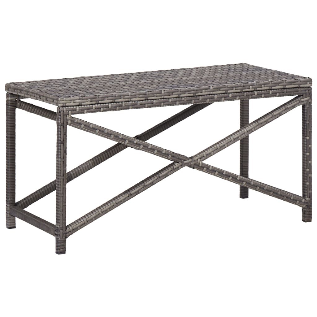 Bench Grey PE (polyethylene) rattan, Powder-coated steel 31.5 in