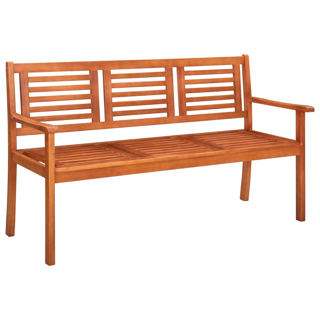 Bench Natural Brown Solid Eucalyptus Wood Large Durable
