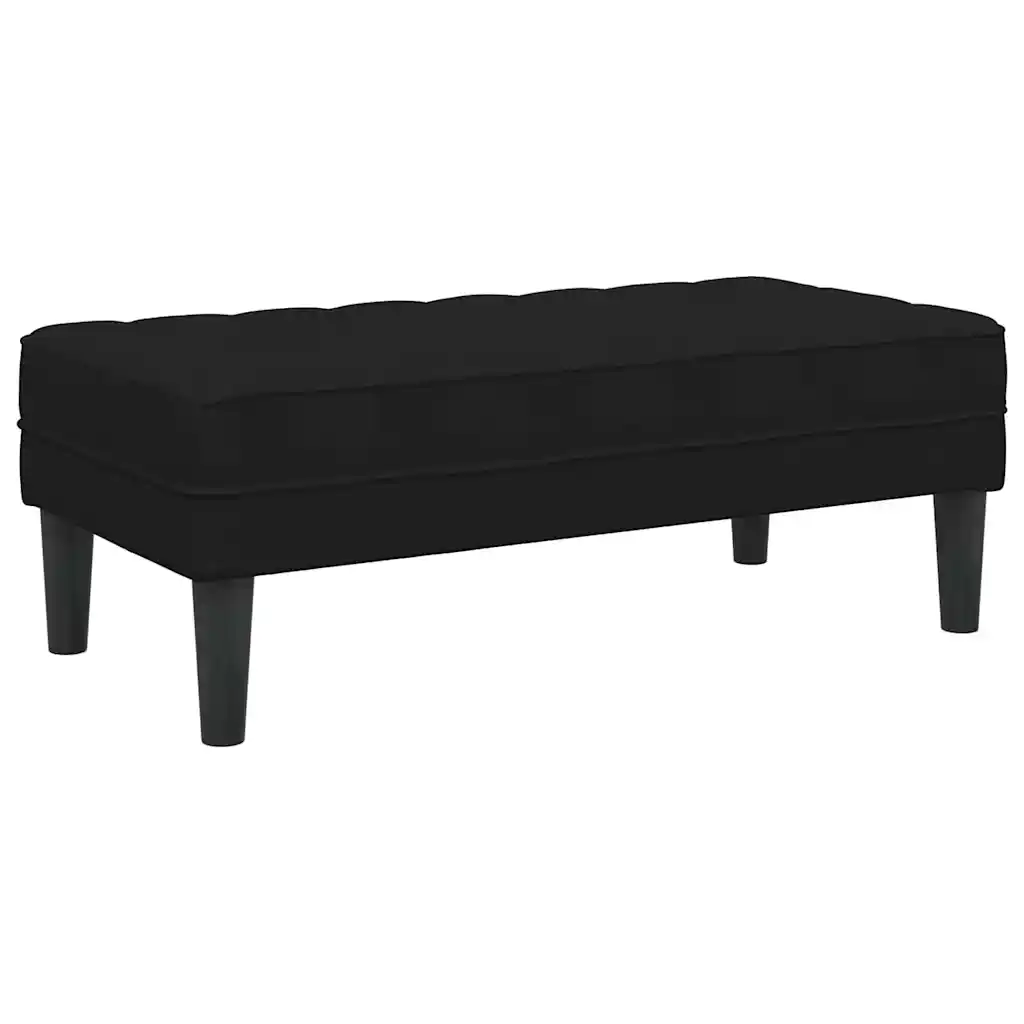 Bench with Cushion Black 44.49 x 22.44 x 15.35 in Velvet