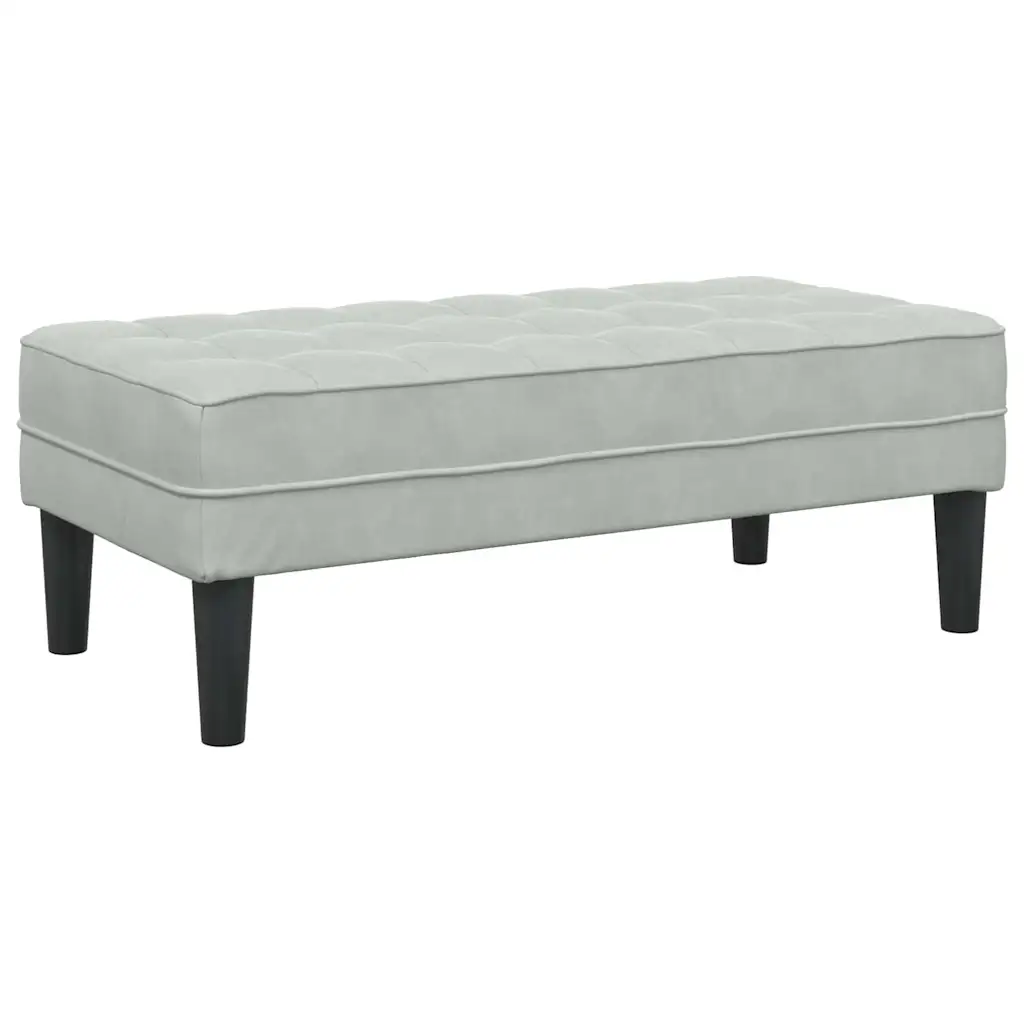 Bench with Cushion Light Grey 44.49 x 22.44 x 15.35 in Velvet