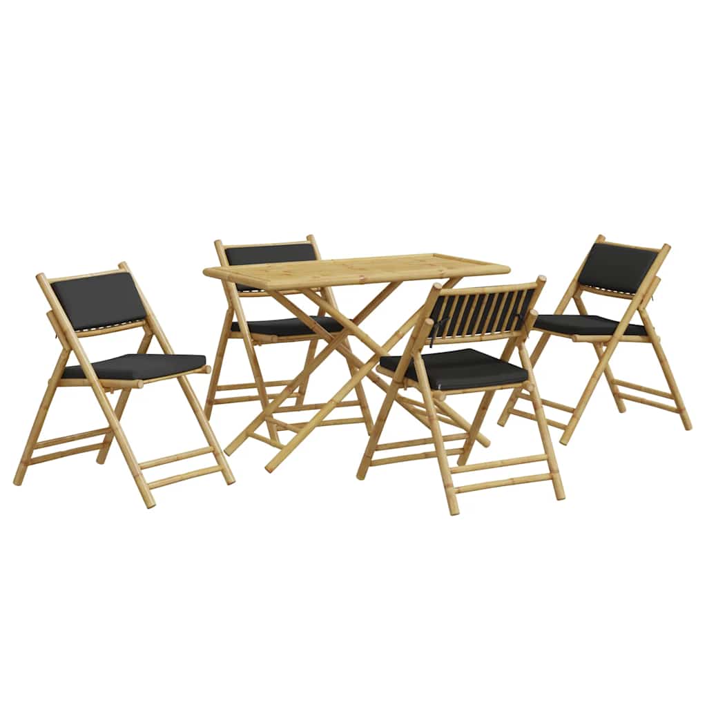 Bistro Set Bamboo, Dark Grey Bamboo, Polyester Standard