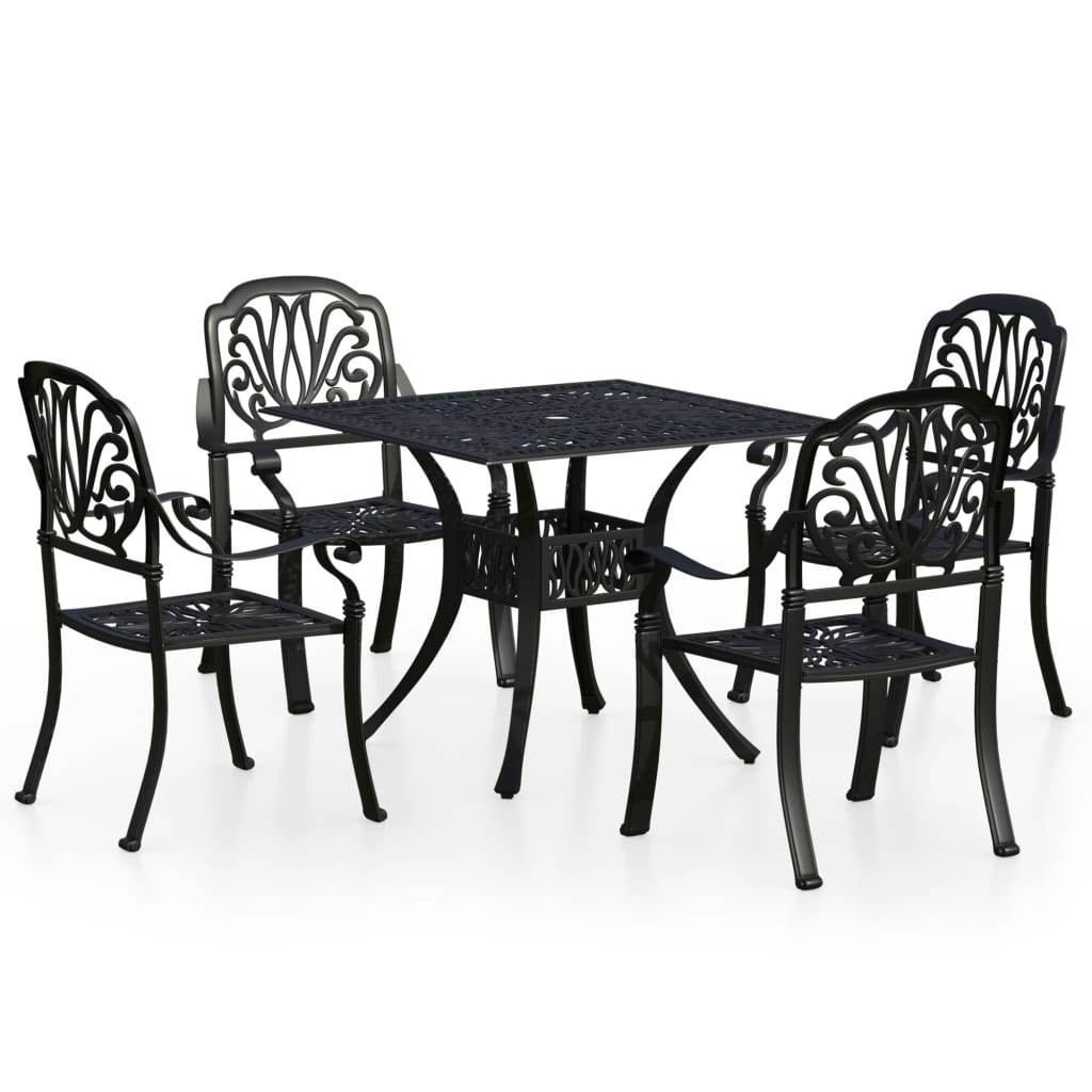 Bistro Set Black Cast Aluminum Large Durable Bistro Set Round