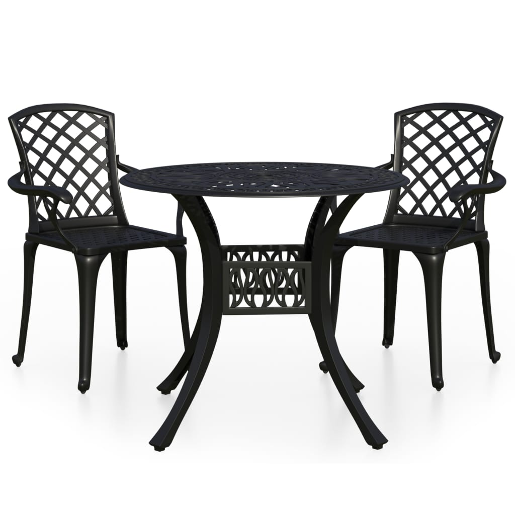 Bistro Set Black Cast aluminum Medium Industrial Bistro Set