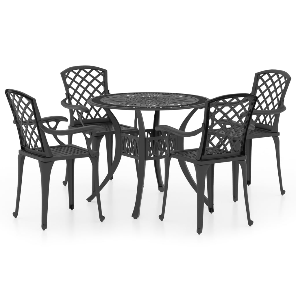 Bistro Set Black Cast Aluminum Standard Durable Bistro Set