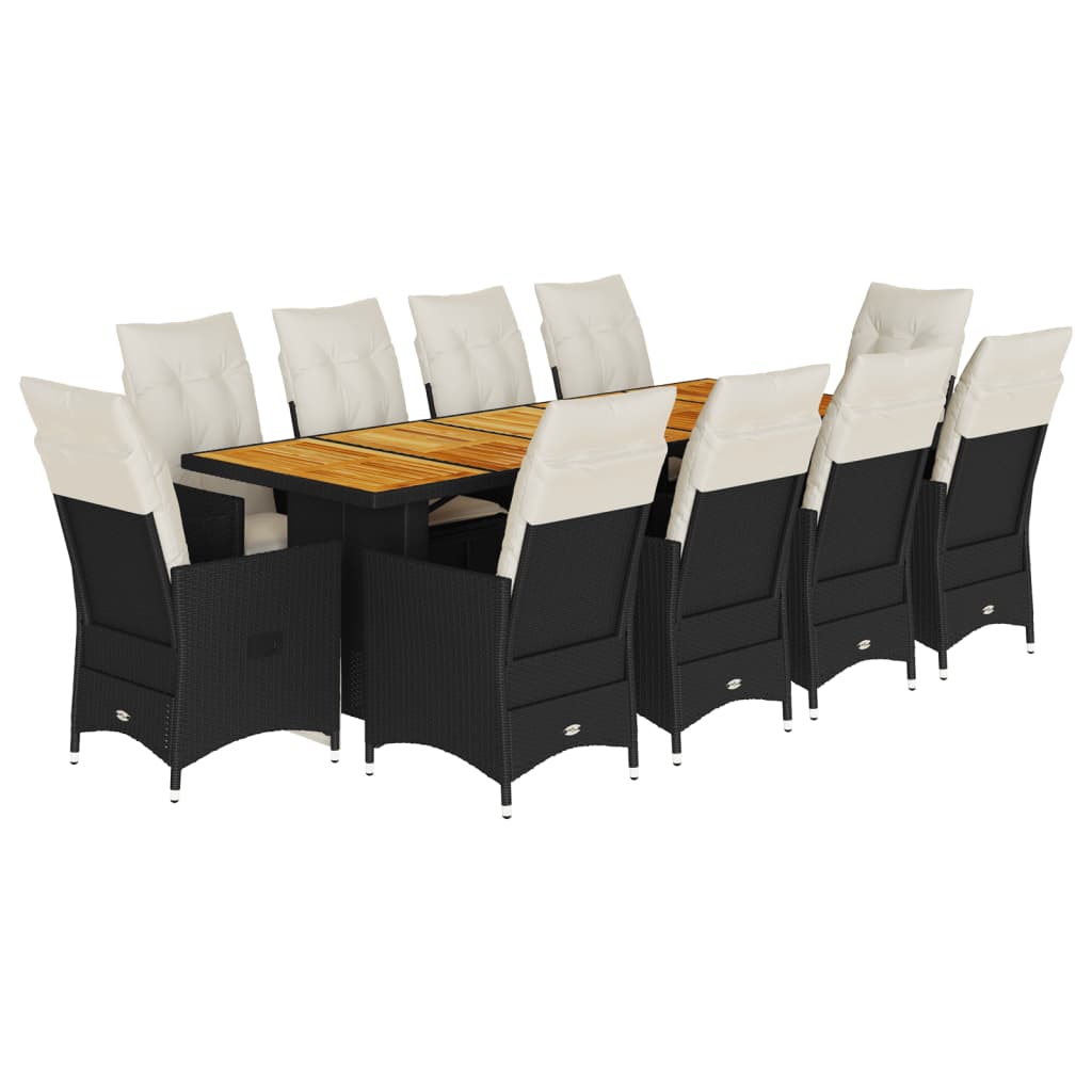 Bistro Set Black, Cream Poly Rattan 10-seater Bistro Set