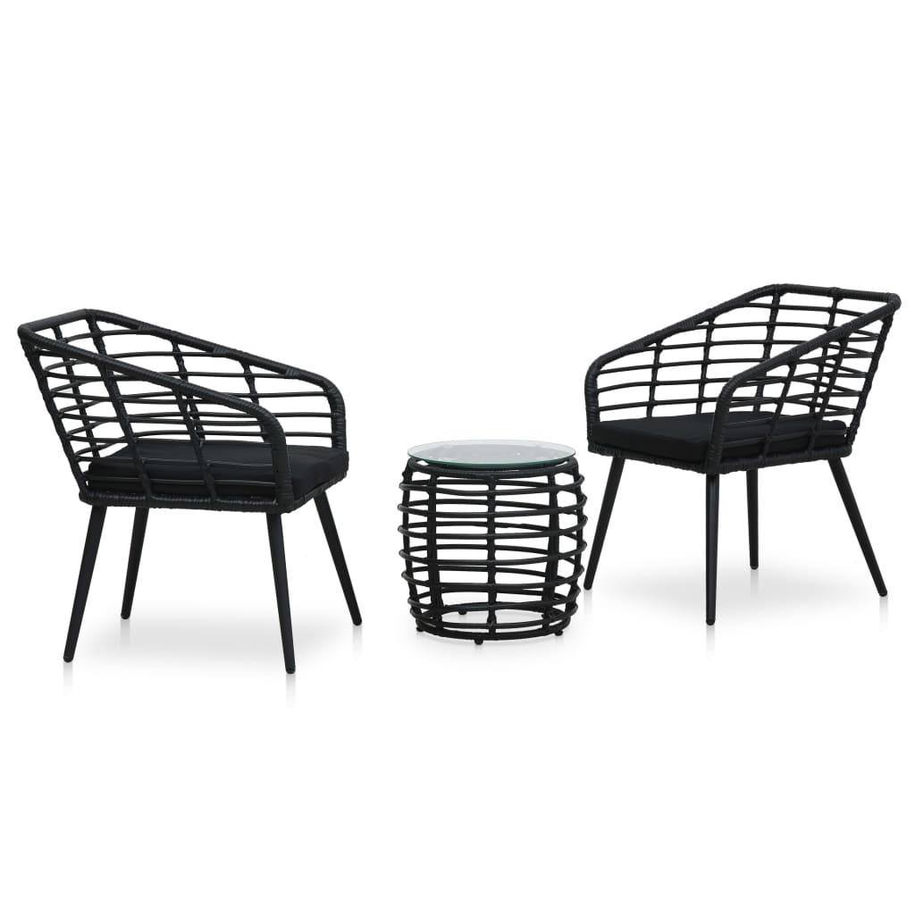 Bistro Set Black, Transparent
