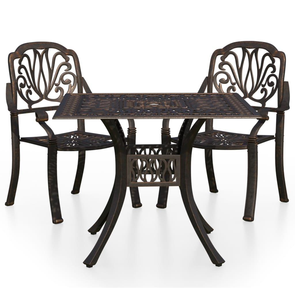 Bistro Set Bronze Cast Aluminum Medium Durable Bistro Set