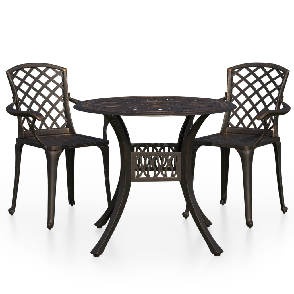 Bistro Set Bronze Cast aluminum Medium Durable Bistro Set
