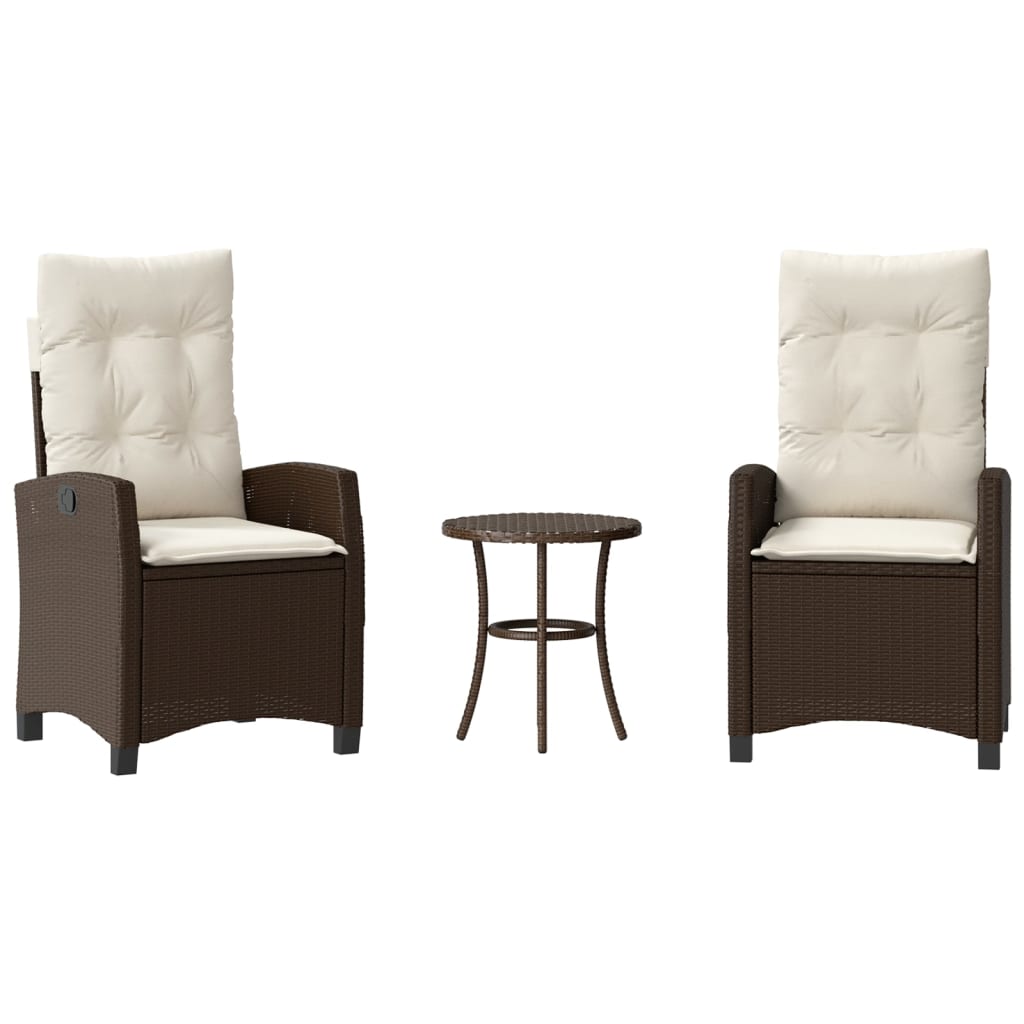 Bistro Set Brown and cream Poly Rattan and Powder-Coated Steel