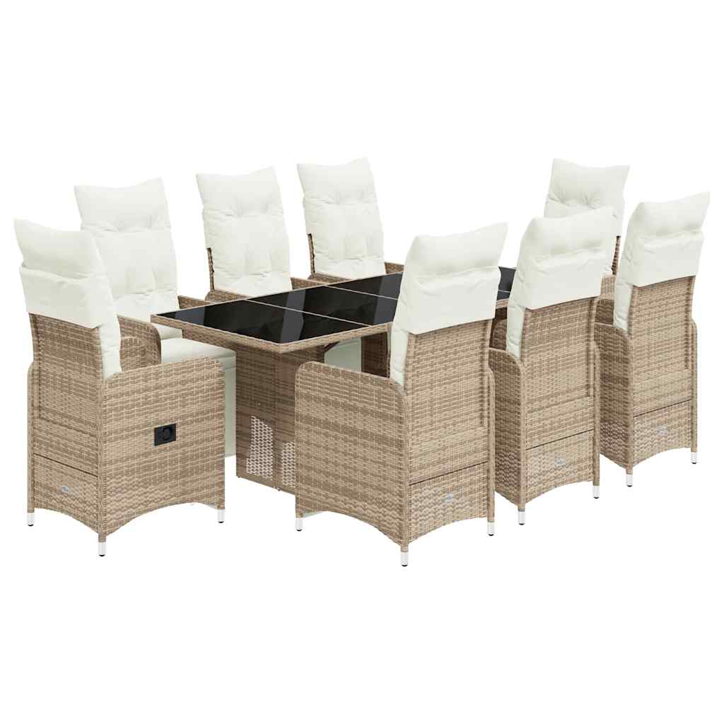 Bistro Set Brown PE rattan Large Adjustable Footrests