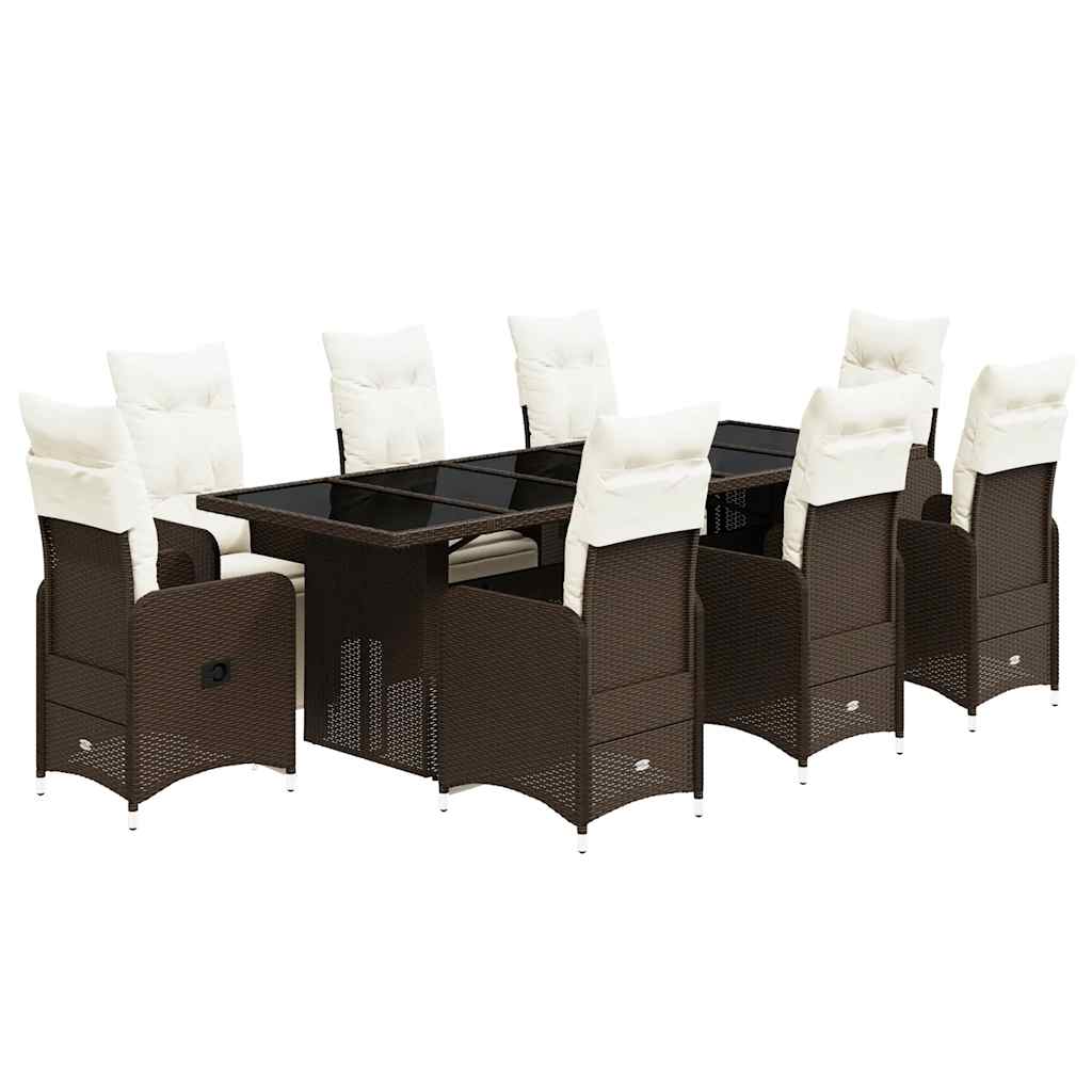 Bistro Set Brown PE Rattan Large Adjustable Footrests