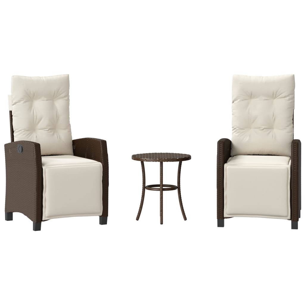 Bistro Set Brown PE rattan, powder-coated steel, polyester Medium