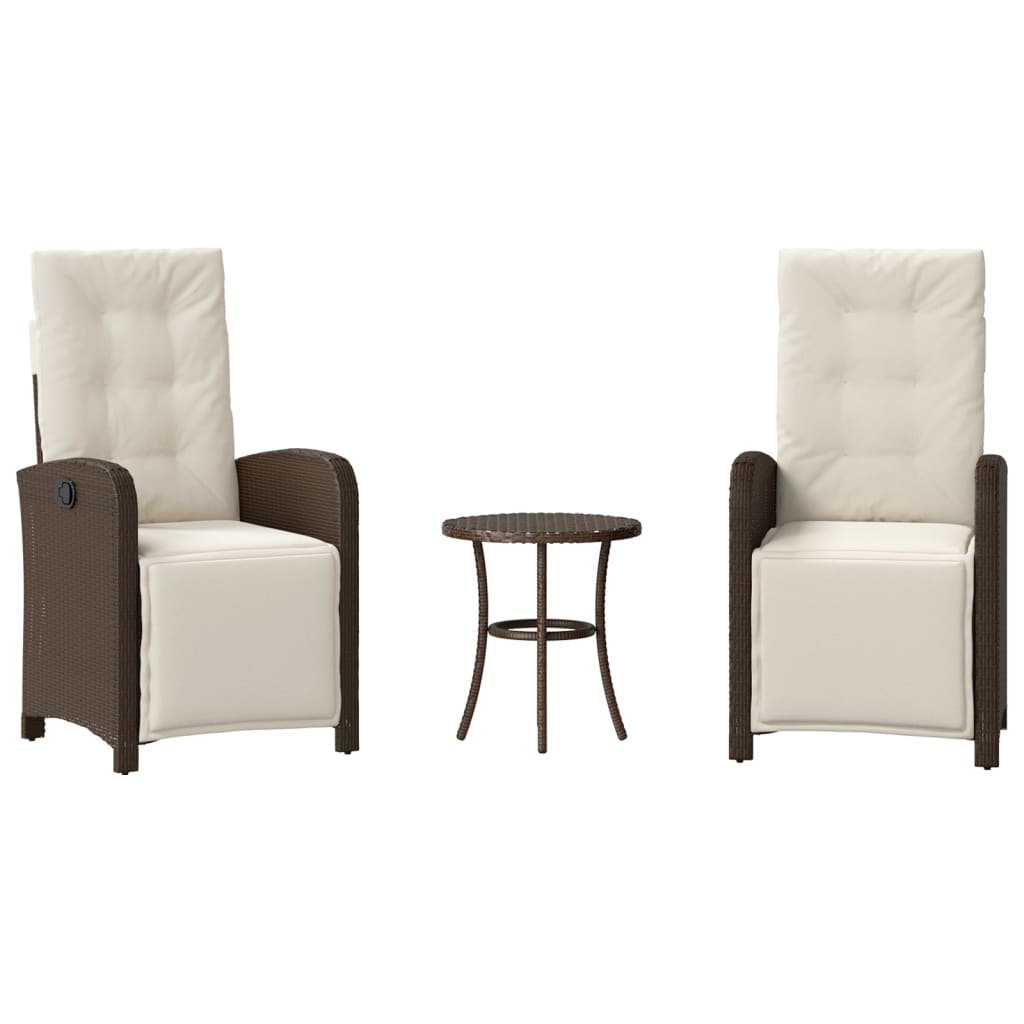 Bistro Set Brown PE Rattan Standard UV-resistant materials
