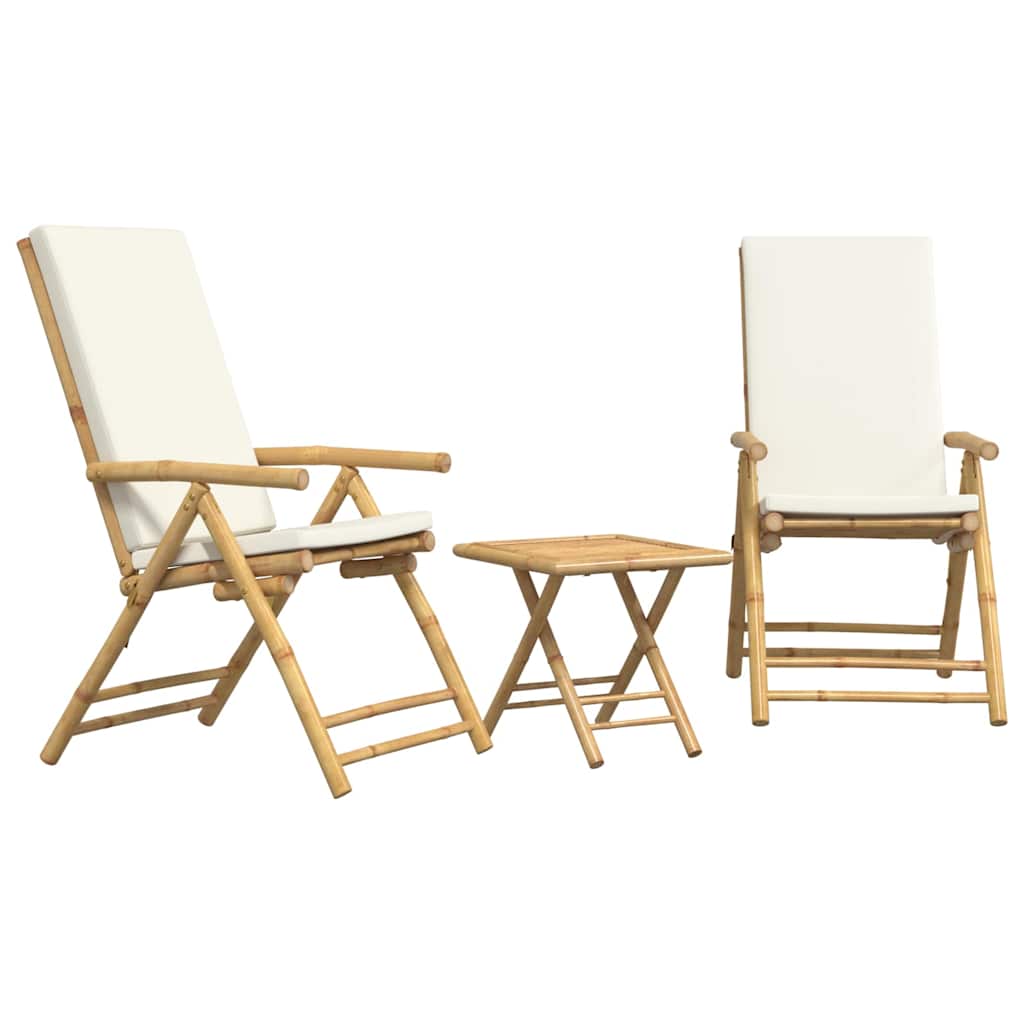 Bistro Set Cream White Bamboo, 100% polyester fabric Standard