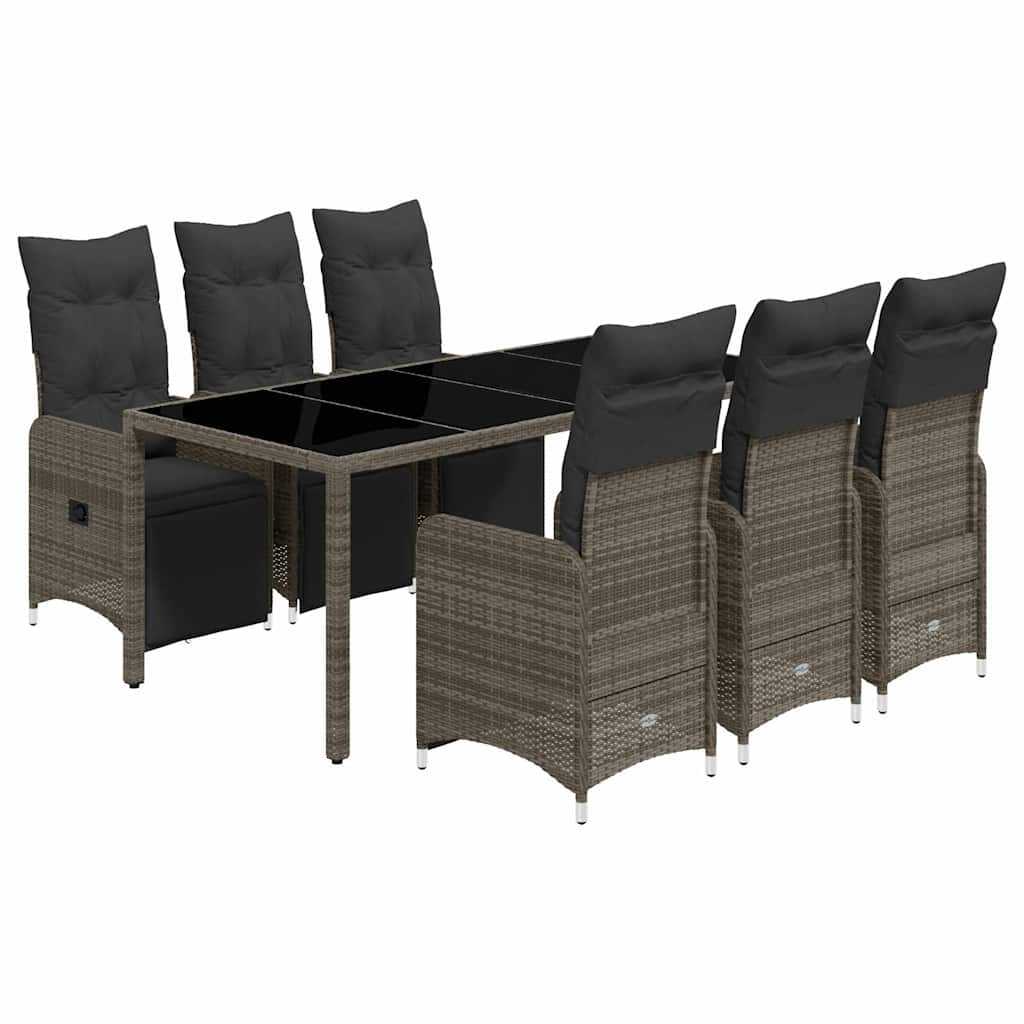 Bistro Set Grey PE rattan 6-seater Removable Covers Bistro Set