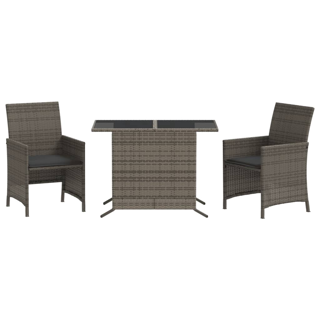 Bistro Set Grey PE Rattan Compact UV-resistant materials