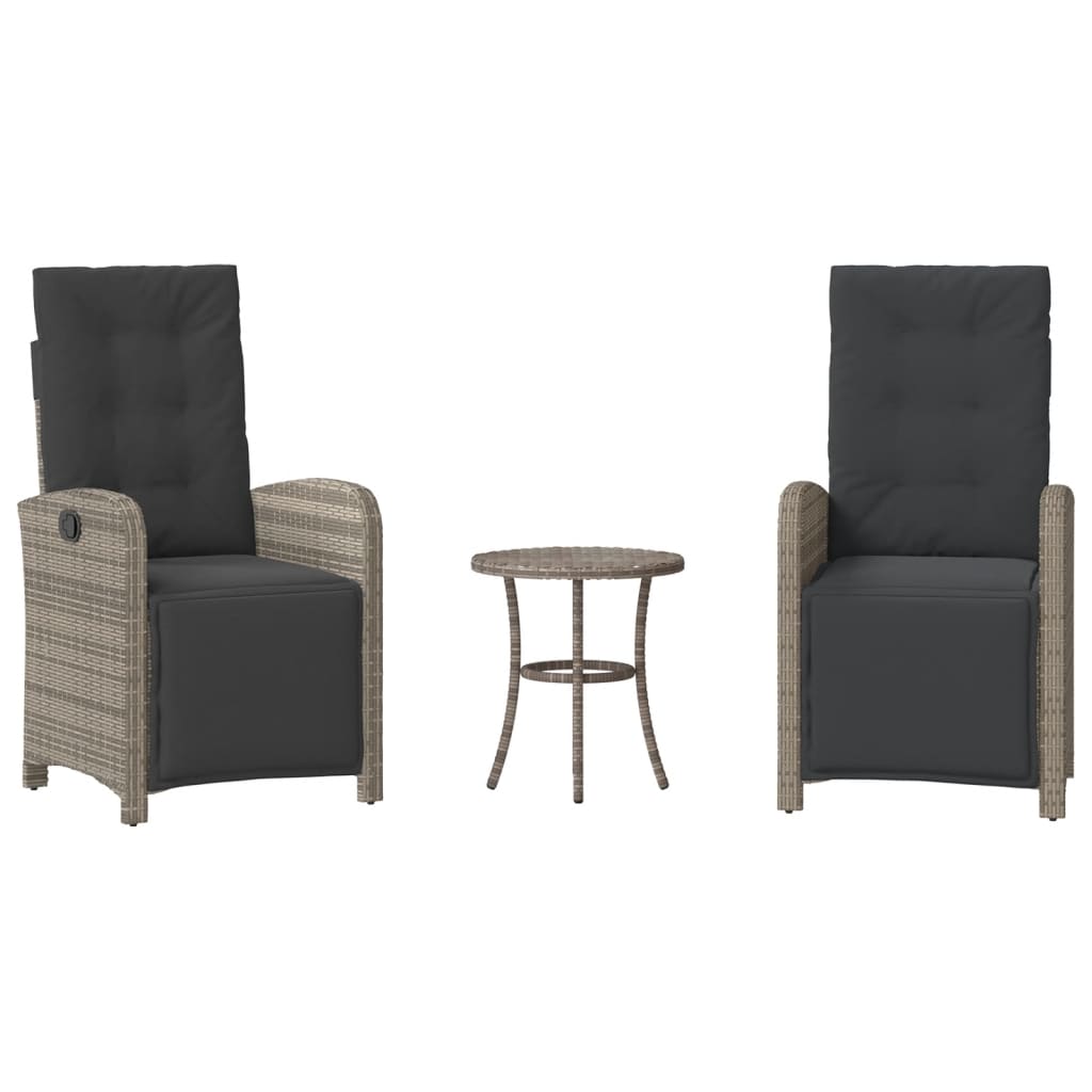 Bistro Set Grey PE Rattan Medium UV-resistant materials