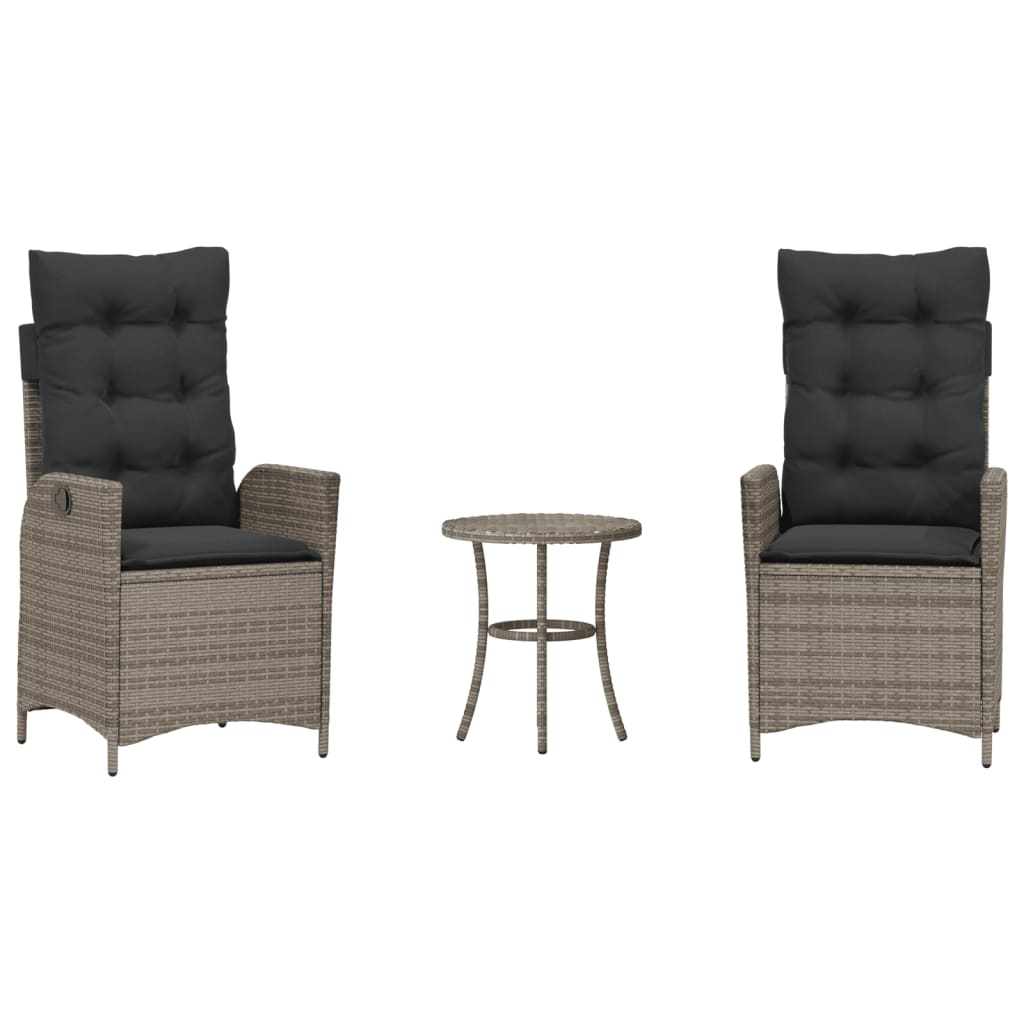 Bistro Set Grey Poly Rattan Removable Covers Bistro Set Round