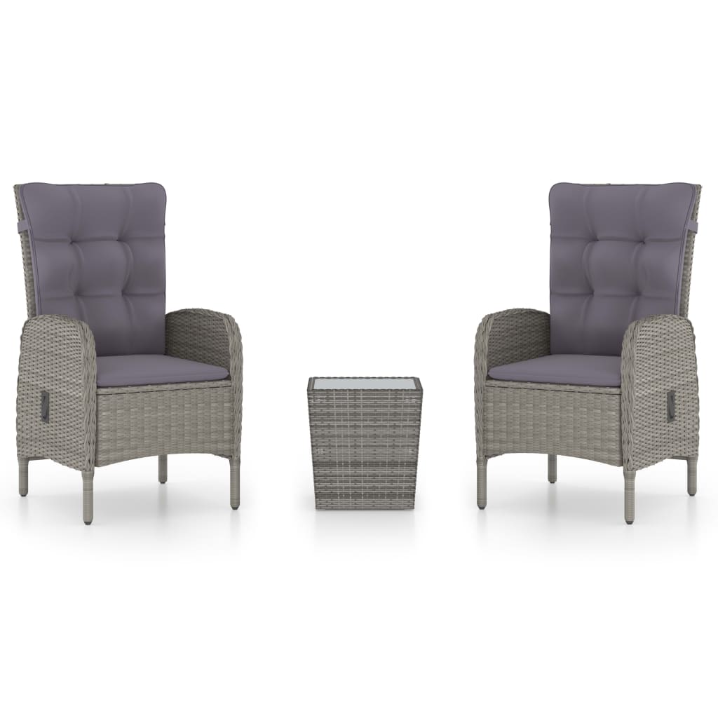 Bistro Set Grey Poly rattan Standard Removable Covers
