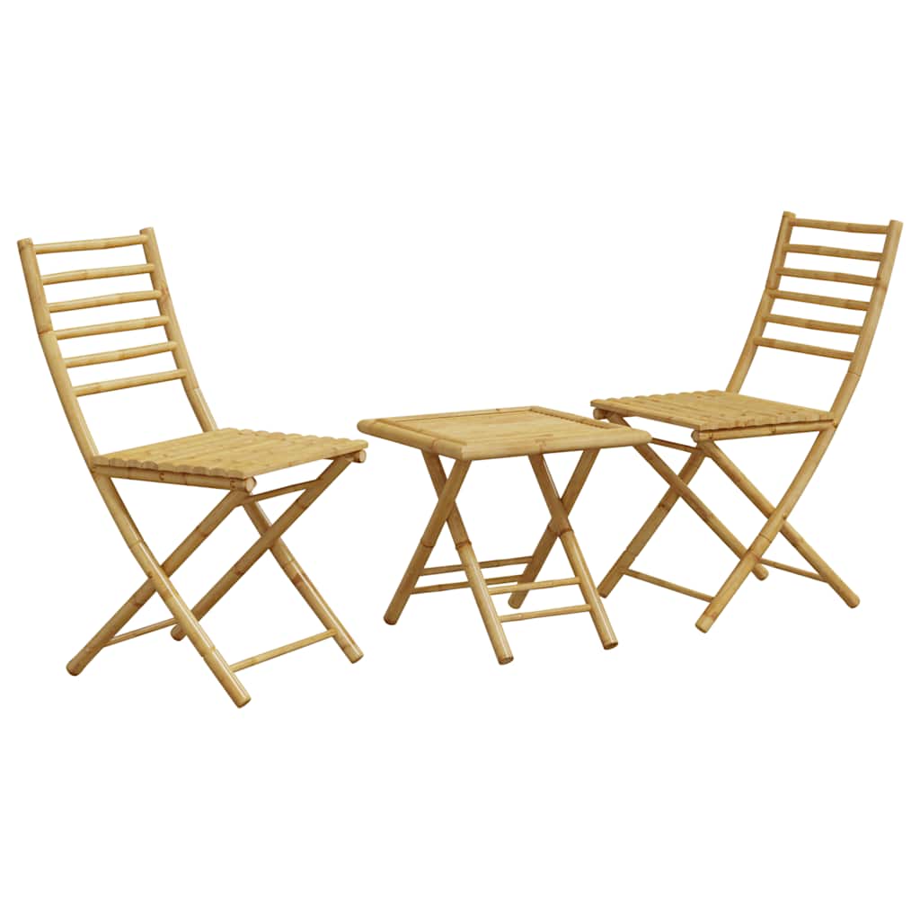 Bistro Set Natural Bamboo Bamboo Compact Foldable Bistro Set