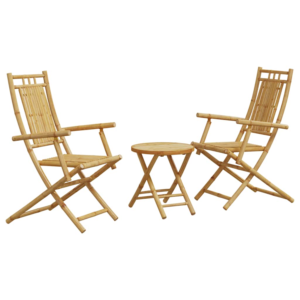 Bistro Set Natural Bamboo Bamboo Compact Foldable Bistro Set