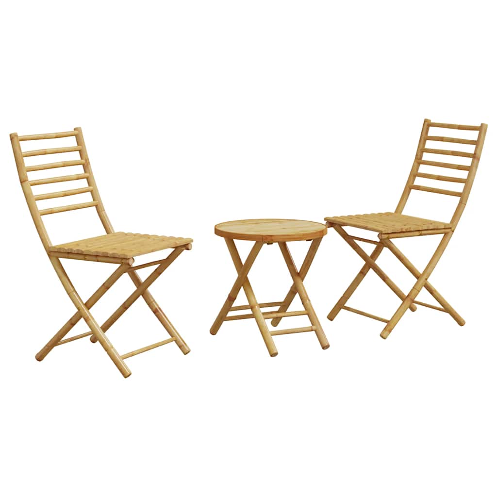 Bistro Set Natural Bamboo Bamboo Compact Foldable Bistro Set