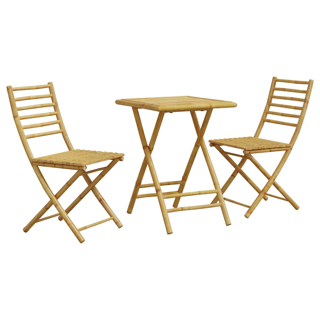 Bistro Set Natural Bamboo Bamboo Medium Foldable Bistro Set
