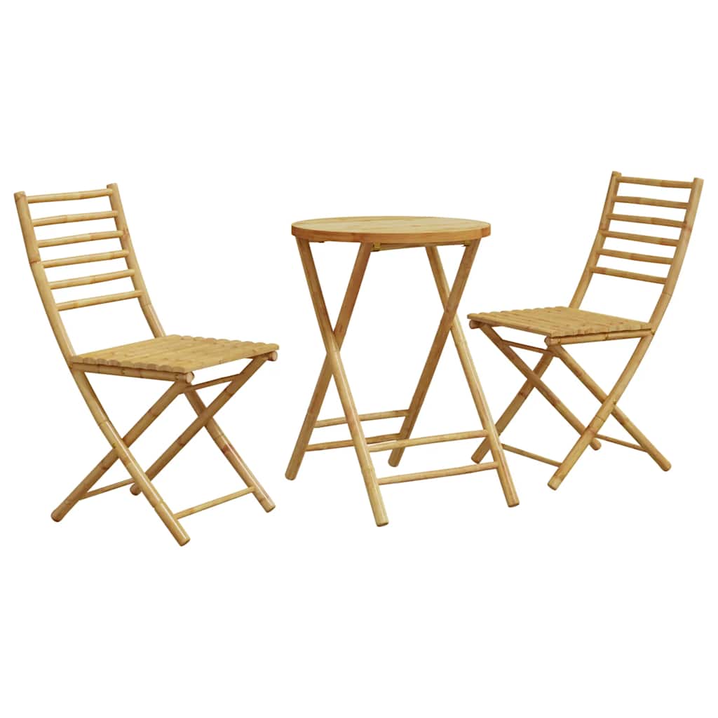 Bistro Set Natural Bamboo Bamboo Standard Size Foldable