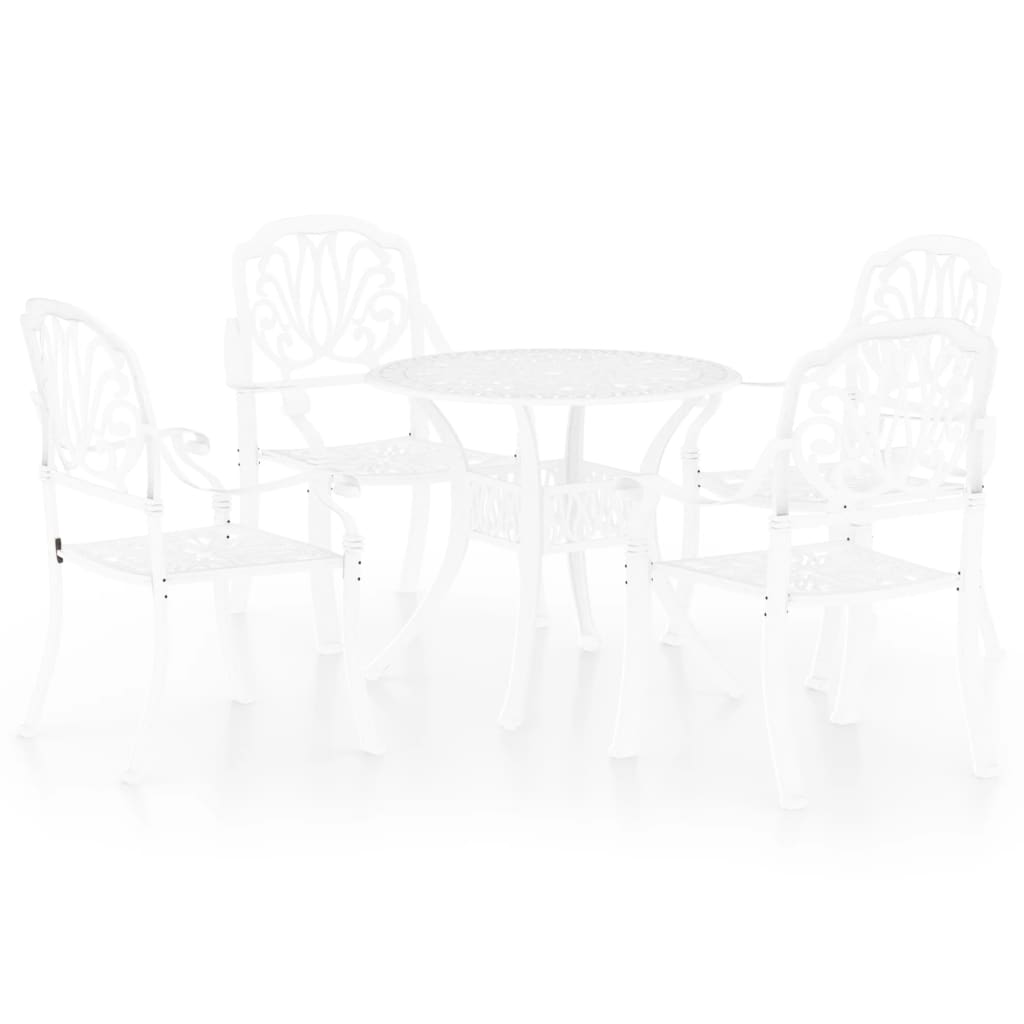 Bistro Set White Cast Aluminum 5 Piece Set Durable Bistro Set