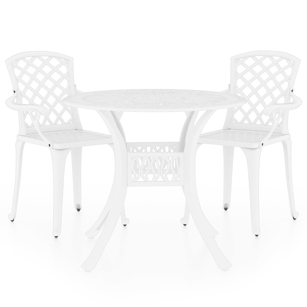 Bistro Set White Cast Aluminum Medium Decorative Inlays