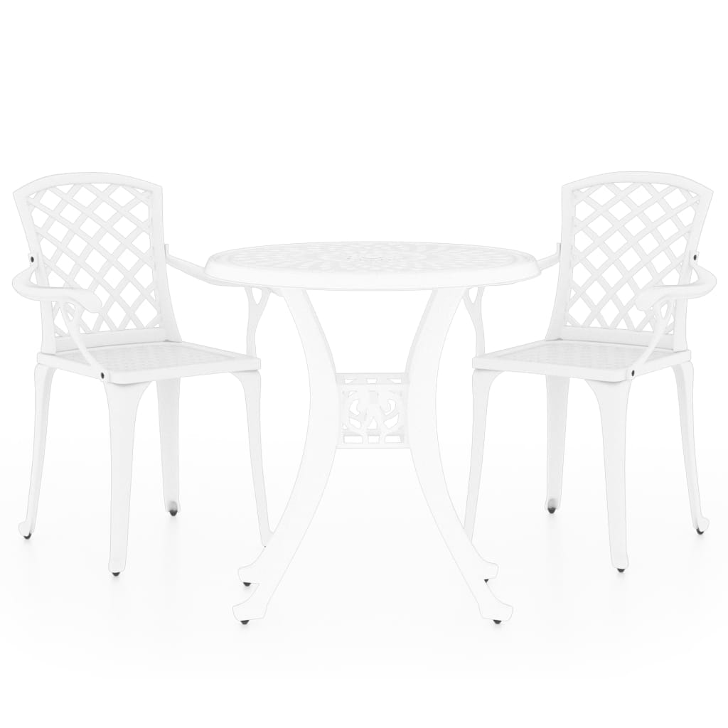 Bistro Set White Cast Aluminum Medium Tough Bistro Set Round