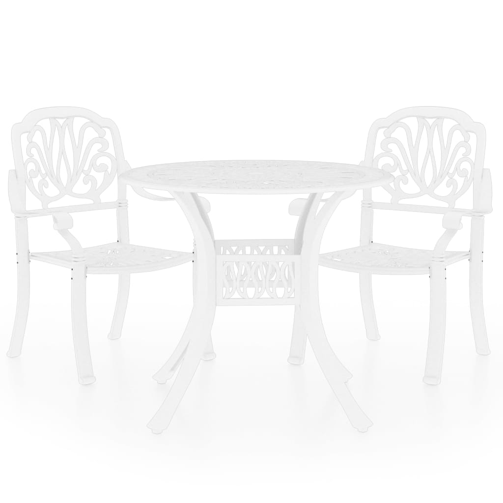 Bistro Set White Cast Aluminum Standard Durable Bistro Set