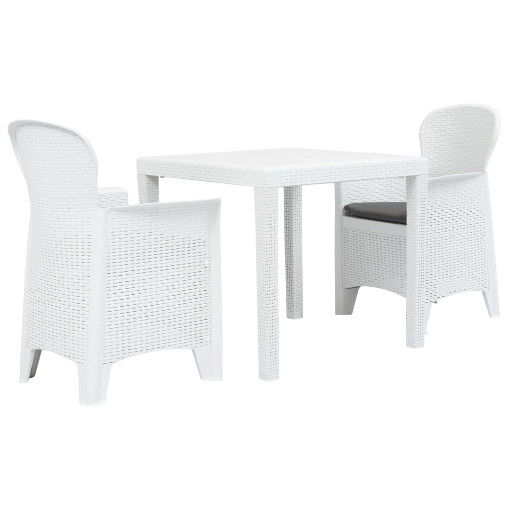 Bistro Set White Plastic, 100% polyester Standard Lightweight