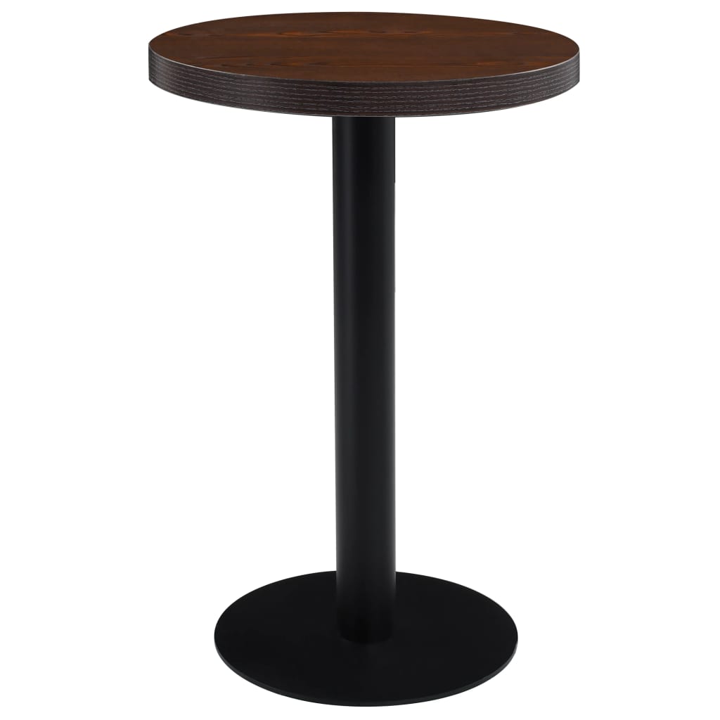 Bistro Table Dark Brown, Black MDF, Steel Compact Round Modern