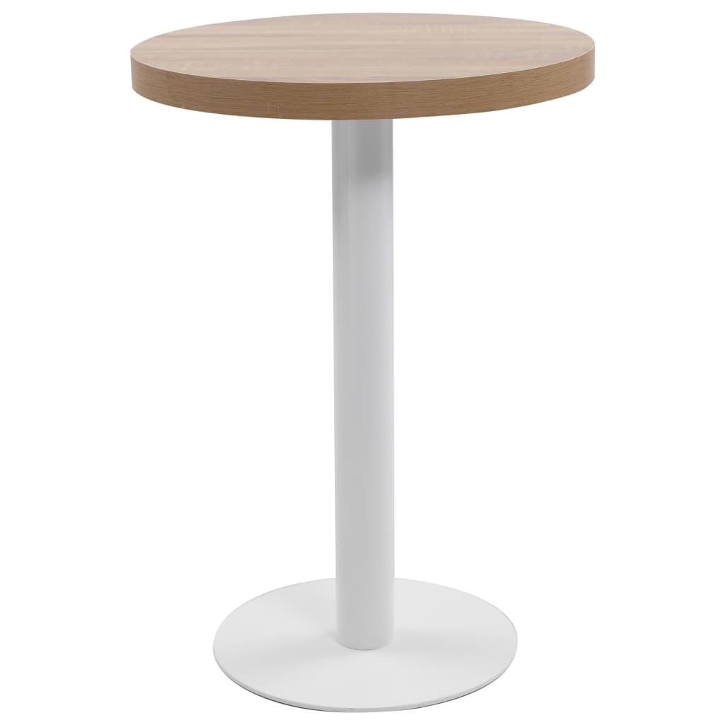 Bistro Table Light brown and white MDF, steel Compact Simplistic