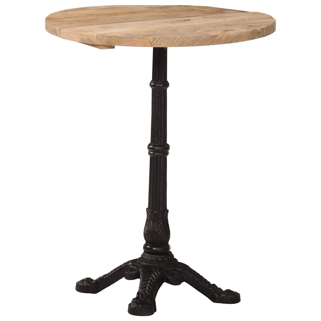 Bistro Table Natural Mango Wood, Black Rough Mango Wood, Cast-iron